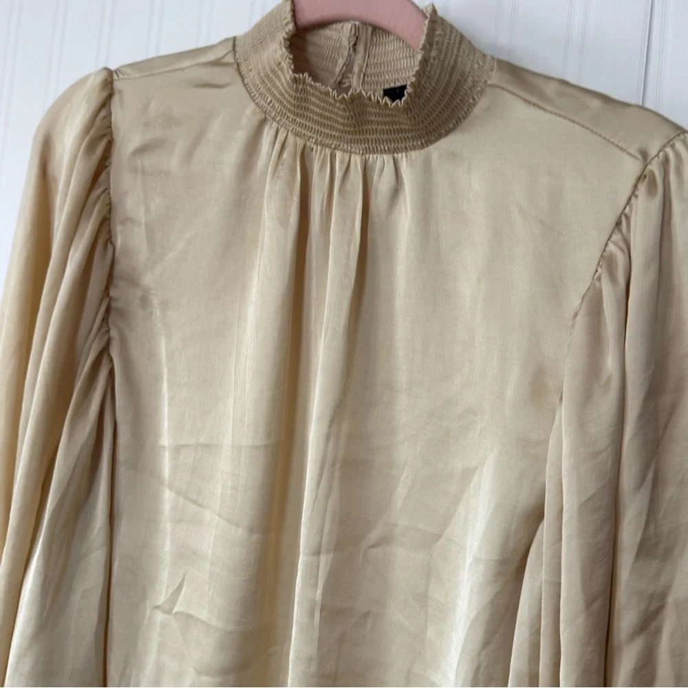 NWT MSK Cream Balloon Sleeve High-Neck Blouse Sz S (TXA960) - Picture 4 of 7